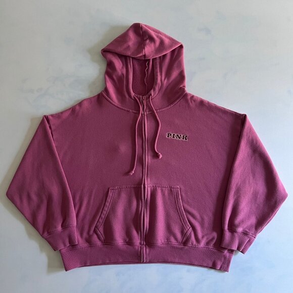 PINK Victoria's Secret Drawstring Full Zip Campus Hoodie - Picture 1 of 8